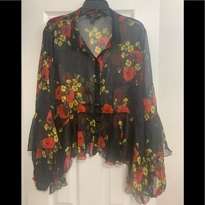 Sheer Button Down Blouse